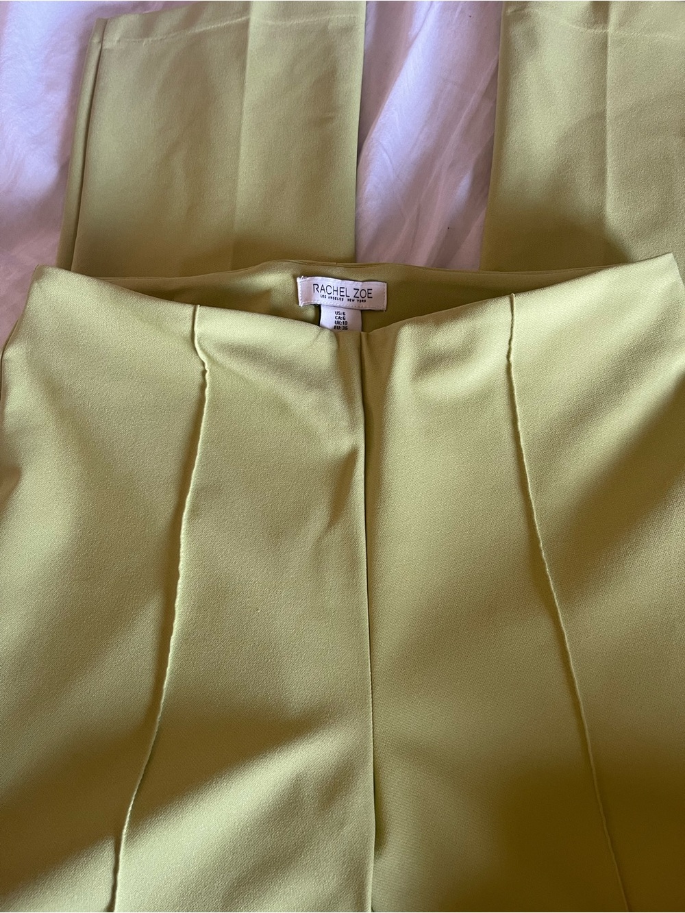 Rachel Zoe Chartreuse Pencil Skirt with Front Pleats